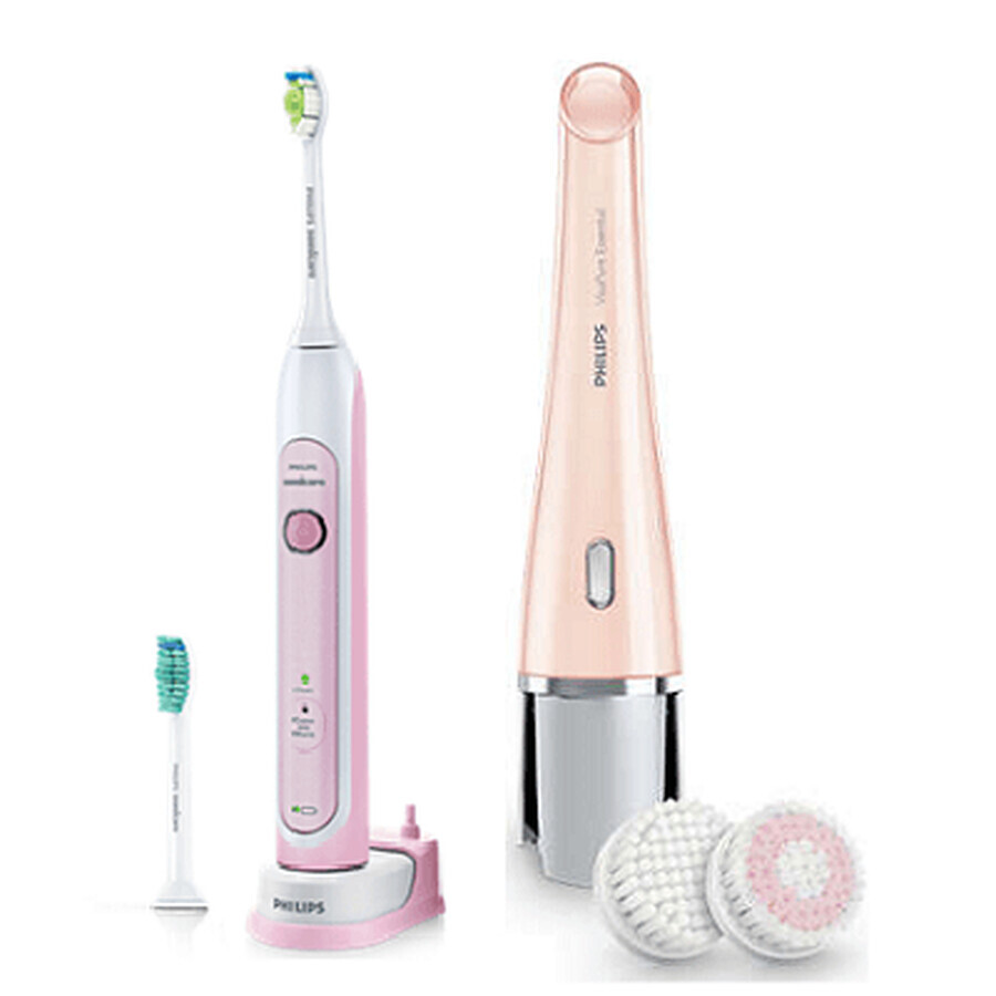 Oferta Pachet Perie de curatare a tenului DC5275/10 si Periuta de dinti Healthy White HX6762/43, Philips Sonicare