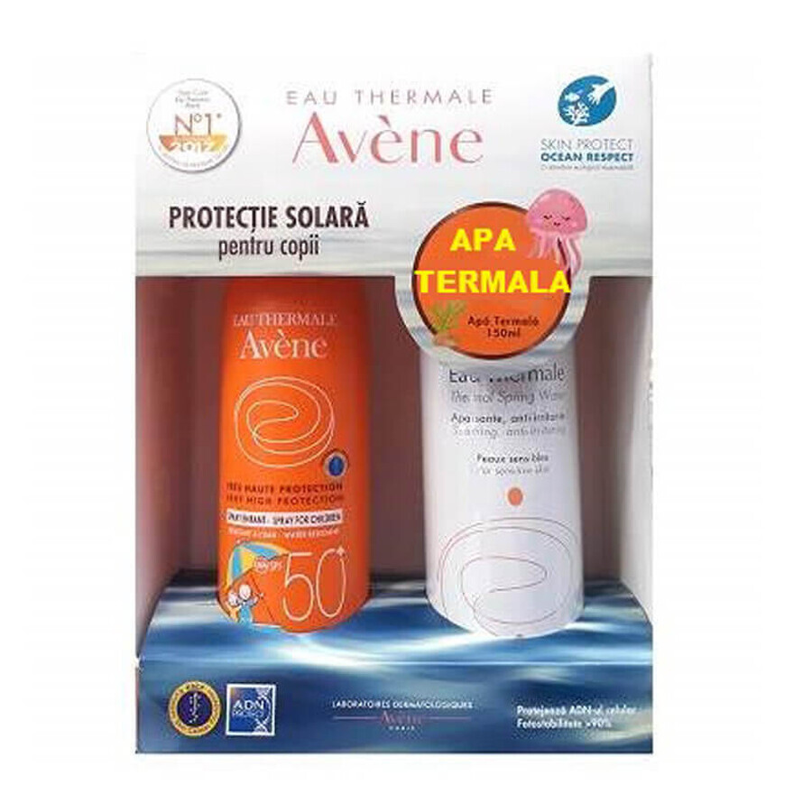 Ofertă Pachet Spray protecție solară pentru copii SPF 50+ și Apă Termală, Avene