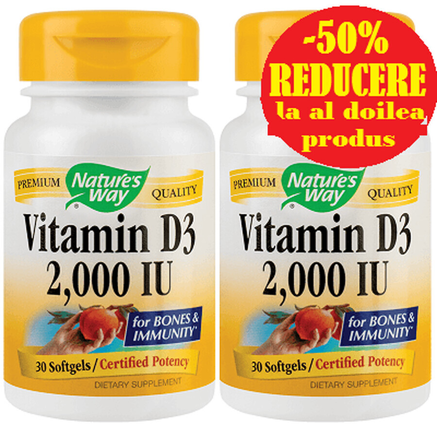 Oferta Pachet Vitamina D3, 2x30cps, Natures Way