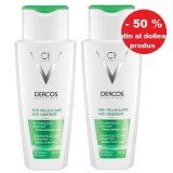 Pachet Șampon anti-mătreață pentru păr normal și gras Dercos, 200 + 200 ml, Vichy (50% reducere din al doilea produs)