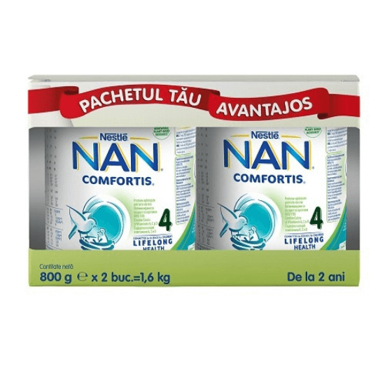 Pachet Avantajos Nan 4 Comfortis, +2 ani, 2x 800 gr, Nestlé