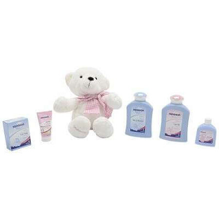 Pachet îngrijire Kids roz cu ursuleț cadou, Sanosan