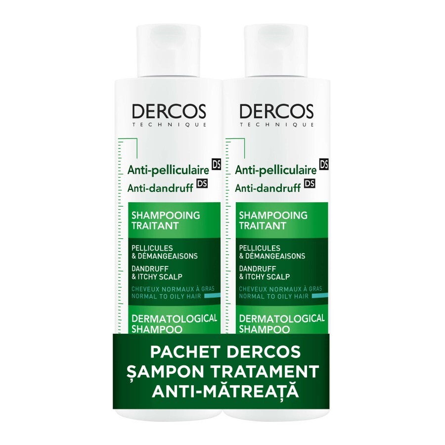 Pachet Vichy Dercos șampon antimătreață pentru păr normal și gras 2x200 ml