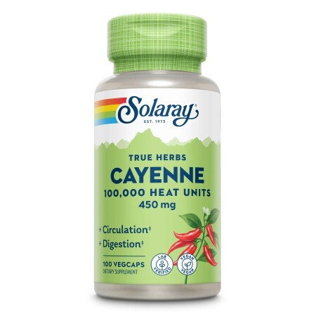 Cayenne ardei iute 450 mg Solaray, 100 capsule, Secom