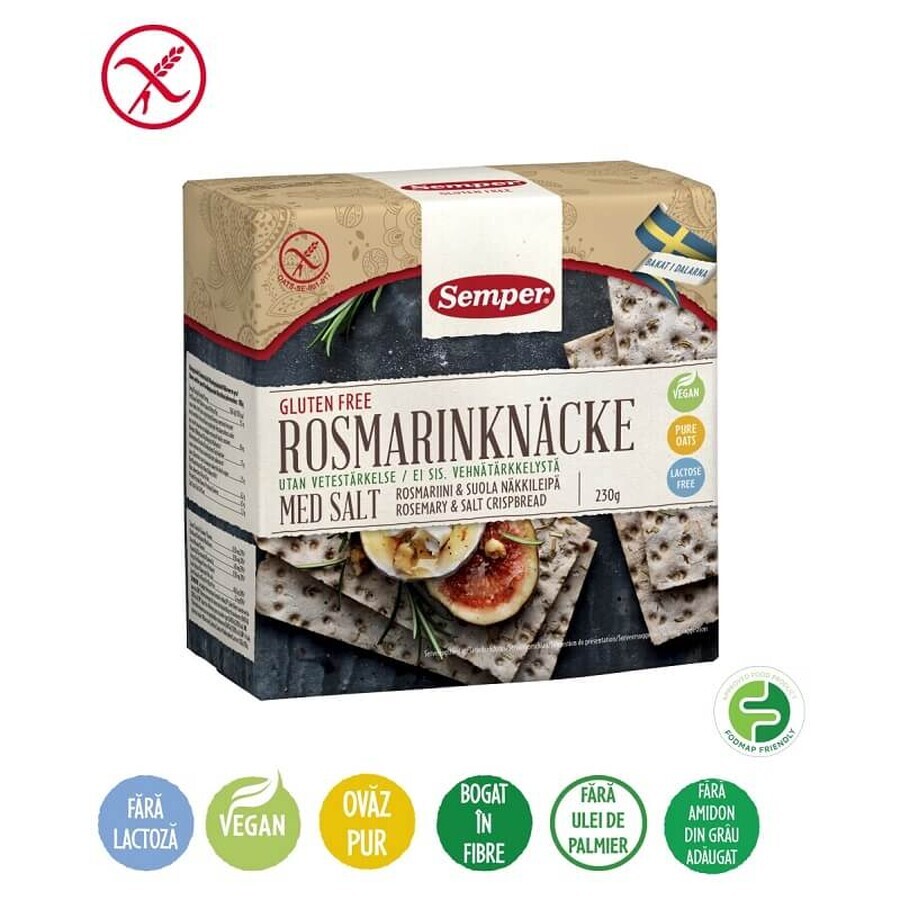 Pâine subțire crocantă cu rozmarin și sare, 5670, 230g, Semper