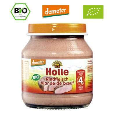 Piure Bio cu carne de vită, Gr. 4 luni, 125 g, Holle Baby Food