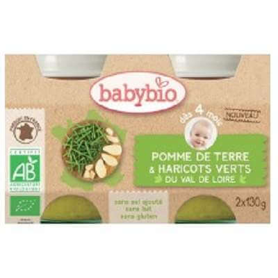 Piure Bio din cartofi si fasole verde, +4 luni, 2x 130g, BabyBio Mama si copilul