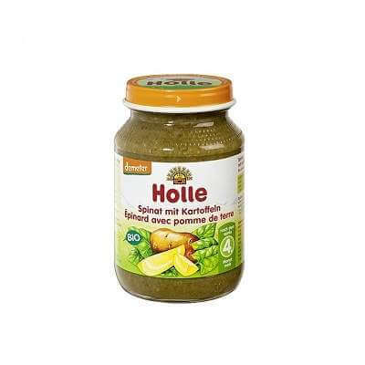 Piure Bio din spanac și cartof, +4 luni, 190 g, Holle Baby Food