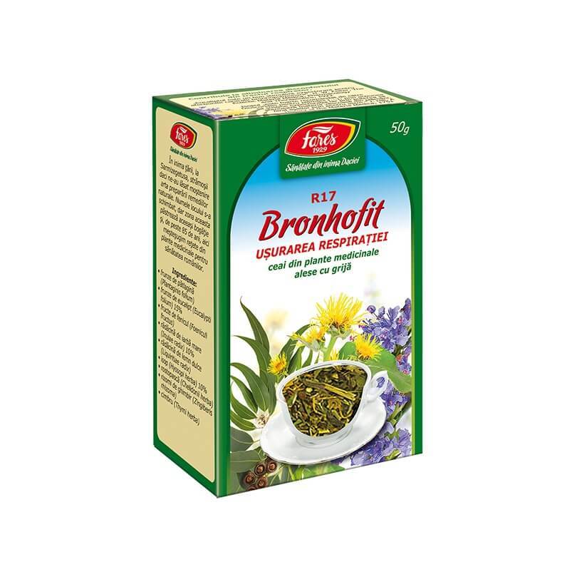 Ceai Bronhofit Usurarea respiratiei, R17, 50 g, Fares