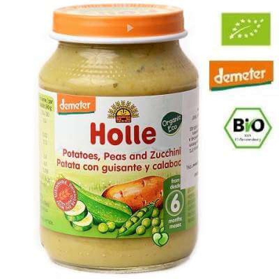 Piure Eco din cartofi, mazare si zucchini, +6 luni, 190 g, Holle Baby Food