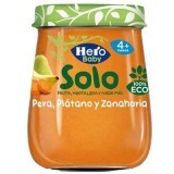 Piure ecologic din pere, banane si morcovi Solo, +4 luni, 120 g, Hero Baby