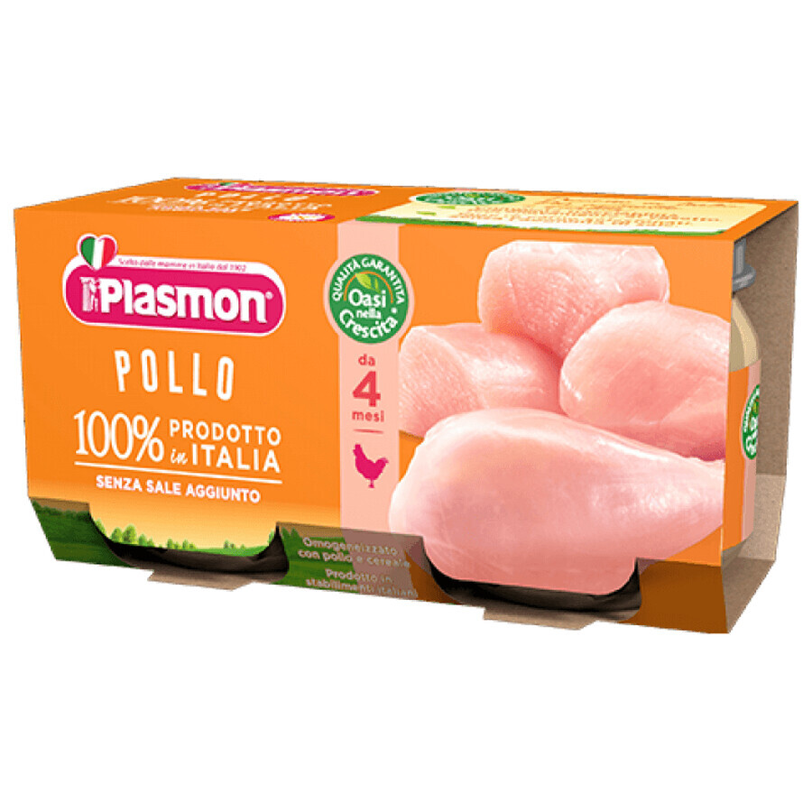 Purée de poulet homogénéisée +4 mois, 2 pièces, 80 gr, Plasmon