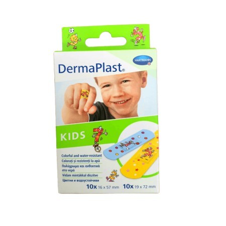 Plasturi Kids colorați, 16x57mm/19x72mm, 10 buc, Dermaplast