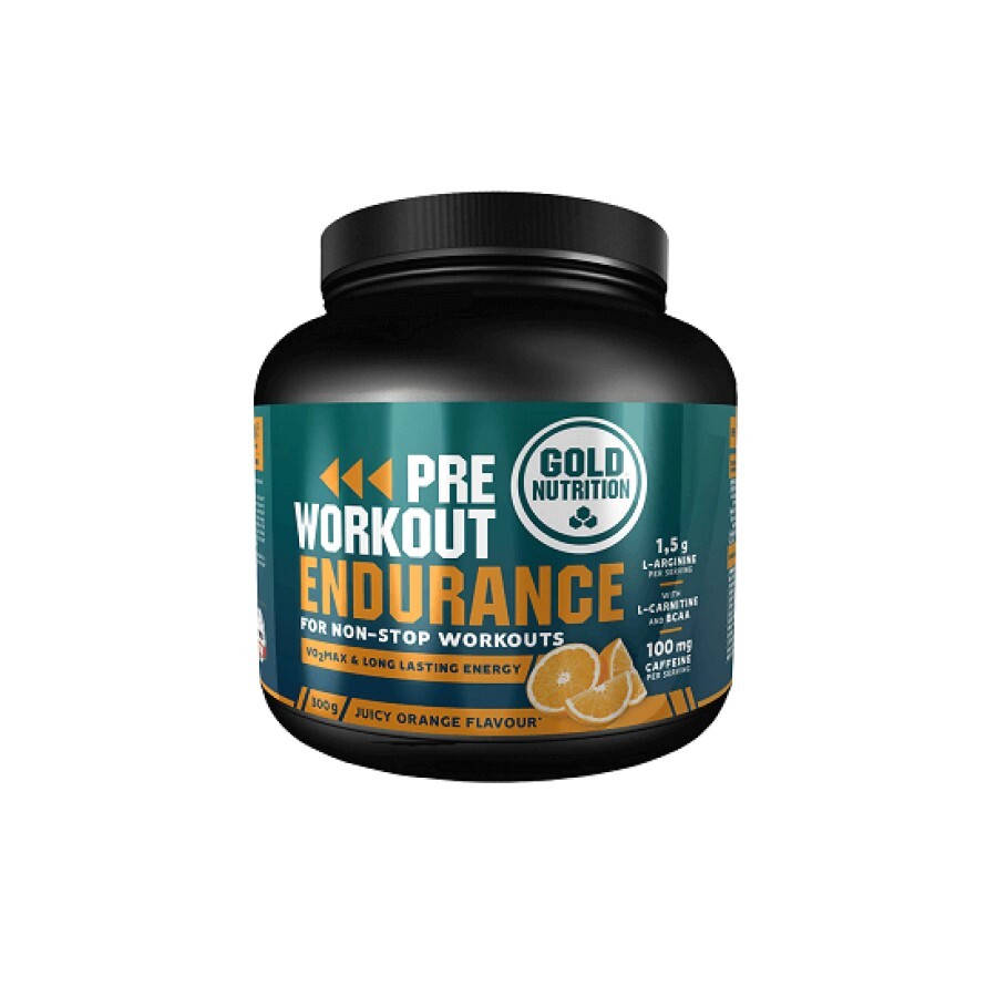 Pre Workout Endurance Orange, 300 gr, Gold Nutrition