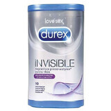 Prezervative Invisible Extra Thin Extra Lubricated, 10 bucati, Durex