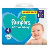 Scutece Active Baby Nr. 4, 9-14 kg, 76 bucati, Pampers