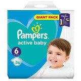 Scutece Active Baby Nr. 6, 13-18 kg, 56 bucati, Pampers