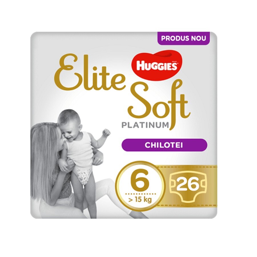 Scutece Elite Soft Pants Platinum Nr. 6, +15 Kg, 26 bucati, Huggies