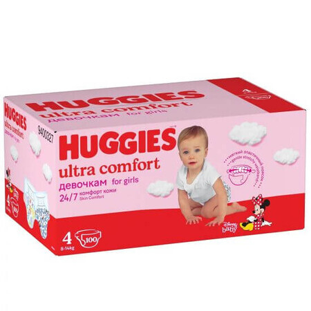 Scutece Girl Ultra Comfort Nr. 4, 8 -14 Kg, 100 bucati, Huggies