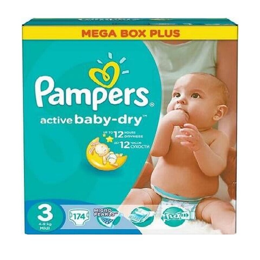 Scutece Nr. 3 Active Baby, 4-9 kg, 174 buc, Pampers