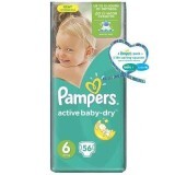 Scutece Nr. 6 Active Baby Extra Large, +15 kg, 56 buc, Pampers