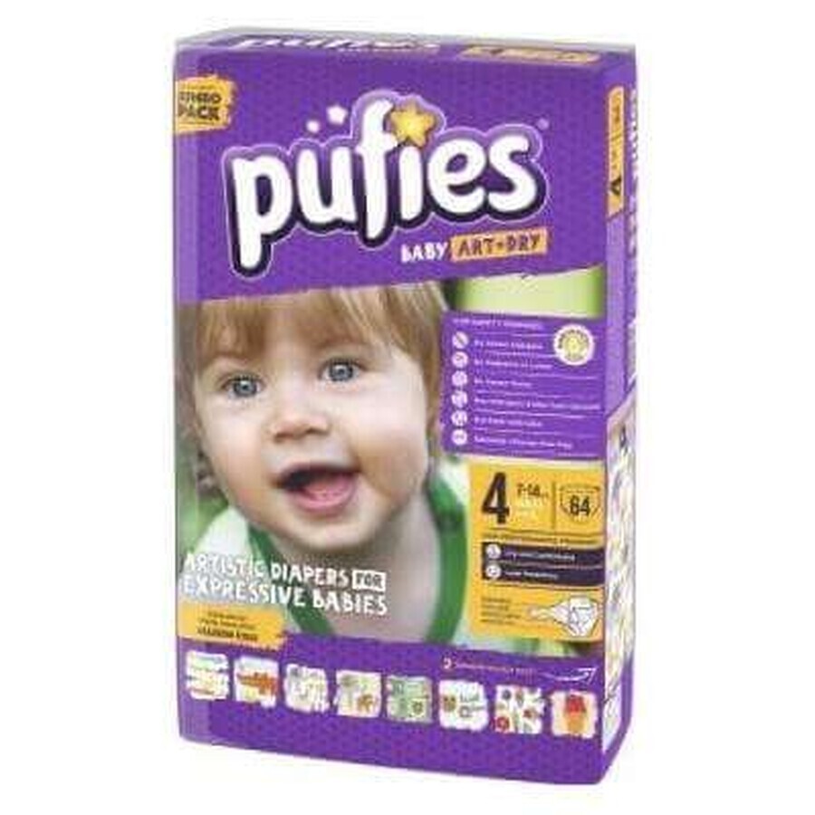 Scutece nr.4 Pufies Baby Art Maxi, 7-14 kg, 64 buc, Ficosota Sintez