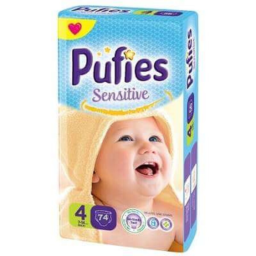 Scutece nr.4 Pufies Baby Sensitive Maxi, 7-14 kg, 74buc, Ficosota Sintez