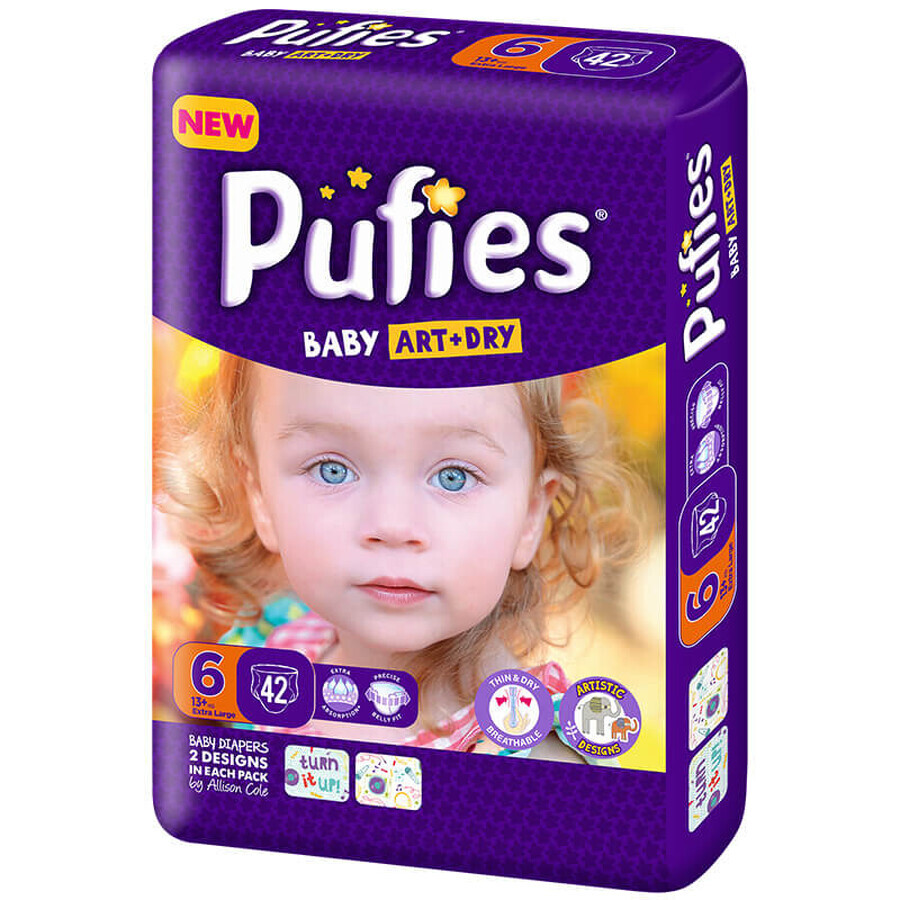 Scutece nr.6 Pufies Baby Art Extra Large, +13kg, 42buc, Ficosota Sintez