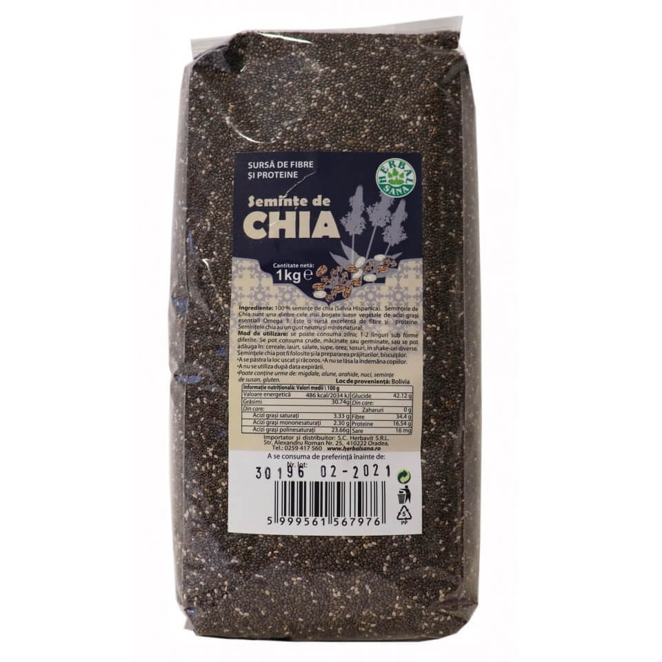 la ce sunt bune semințele de chia Seminte de Chia, 1 kg, Herbal Sana