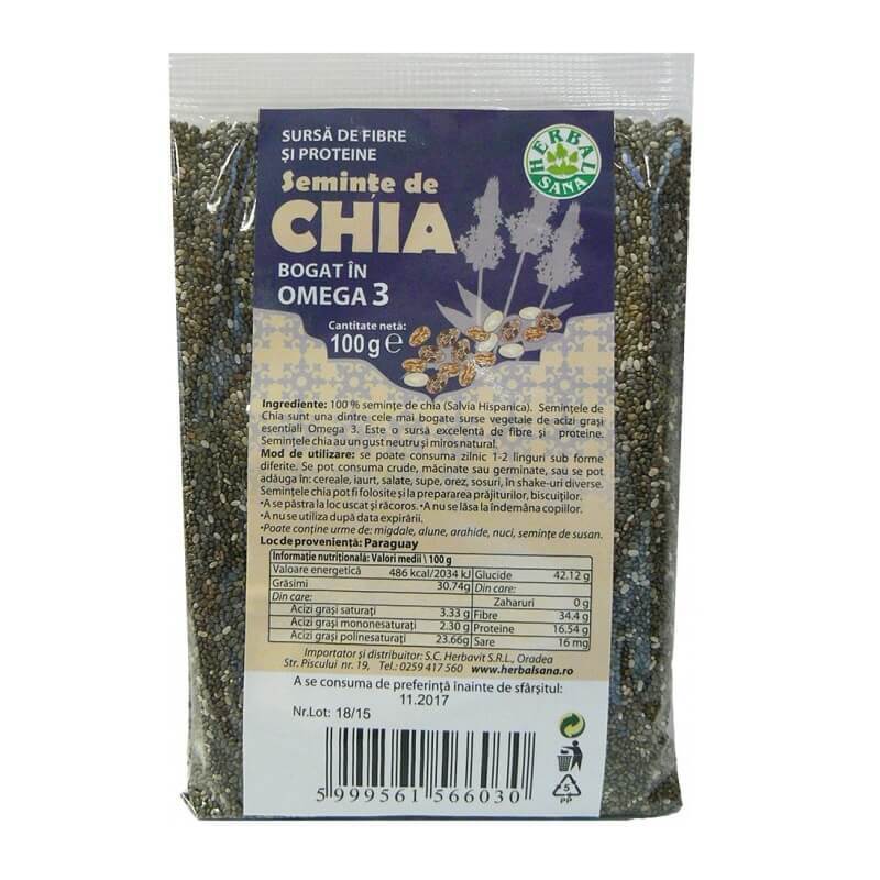 la ce sunt bune semințele de chia Seminte de chia, 100 g, Herbal Sana