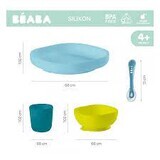 Set patru piese pentru masa din silicon, bleu, Beaba