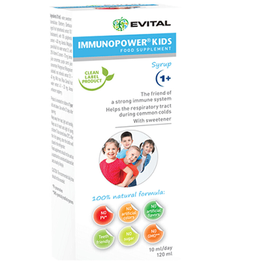Sirop ImmunoPower Kids, +12 luni, 120ml, Evital