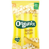 Snack Eco fara gluten din orez si porumb cu banane PuffCorn, +12luni, 4x10g, Organix