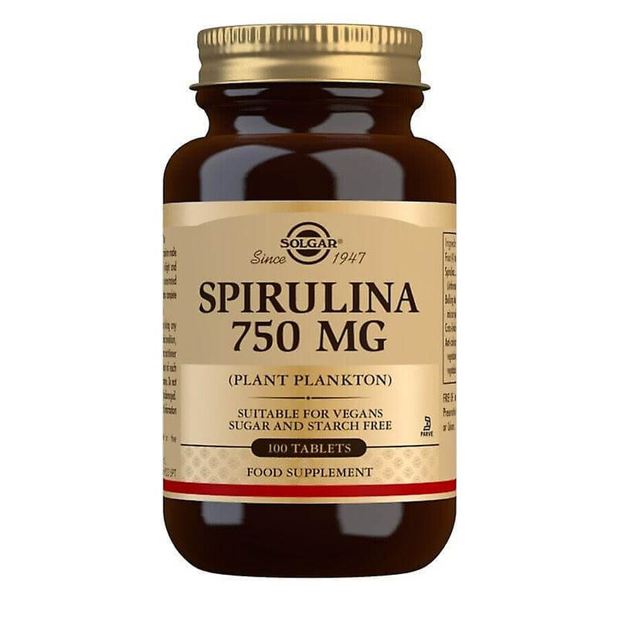 Spirulină 750 mg, 100 tablete, Solgar