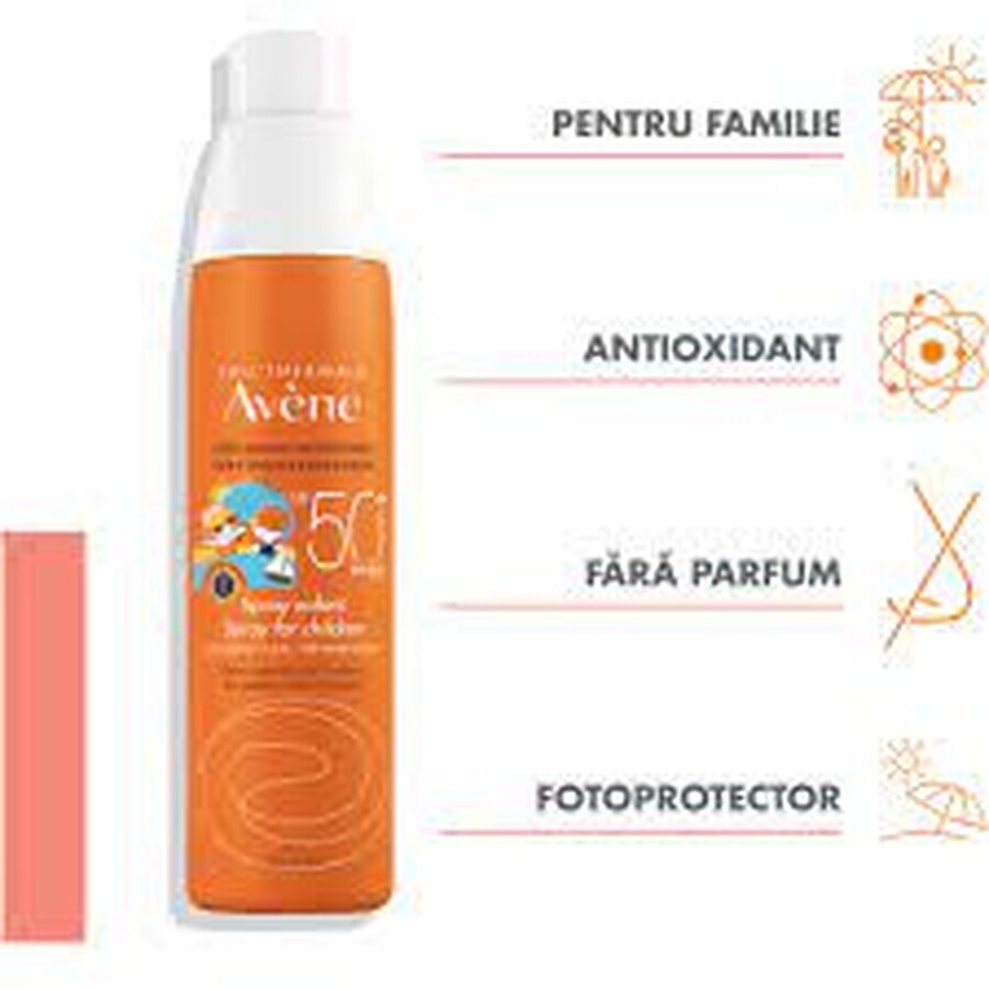 Sun Protection Spray with Thermal Water for Children SPF +50 Avene, 200 ml, Pierre Fabre