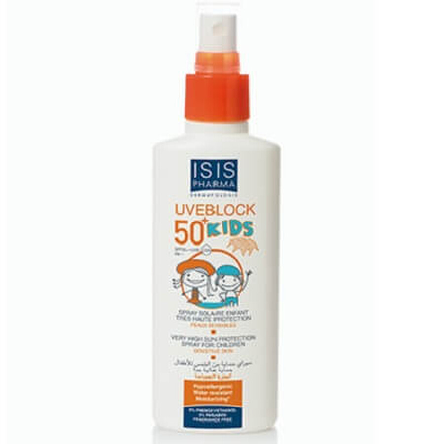 Spray protecție solară fată și corp copii  UVEBLOCK Kids SPF 50+, 150ml, IsisPharma