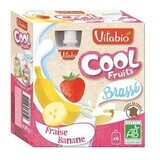 Suc organic de căpșuni, banane și iaurt, 4x85 g, VitaBio