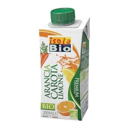 Suc premium din portocală, morcov si lămâie Isola Bio, 200 ml, AbaFoods