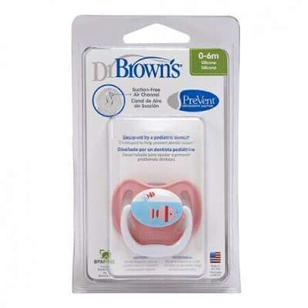 Suzeta ortodontica roz Prevent, 0-6 luni, PV11301, Dr. Browns