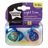 Suzete Ortodontice de Noapte, 0-6 luni, Racheta Albastră, 2 buc, TT0174, Tommee Tippee