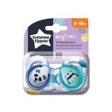 Suzete ortodontice Ursuleti Panda Verde/Alb, Anytime, 6-18 luni, Tommee Tippee