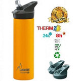 Edelstahl-Thermoskanne mit Automatikdeckel Jannu Gelb, 750ml, Laken