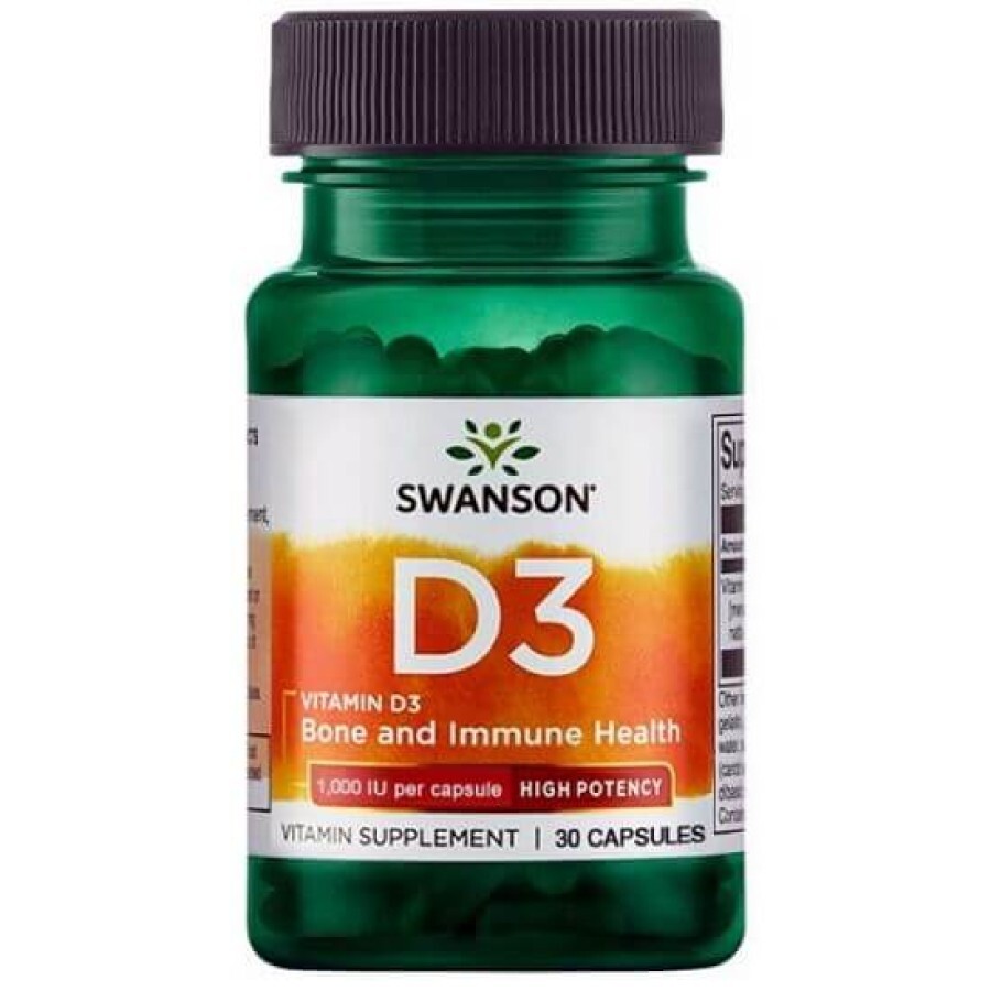 Vitamina D3 1000 UI, 30 capsule, Swanson recenzii