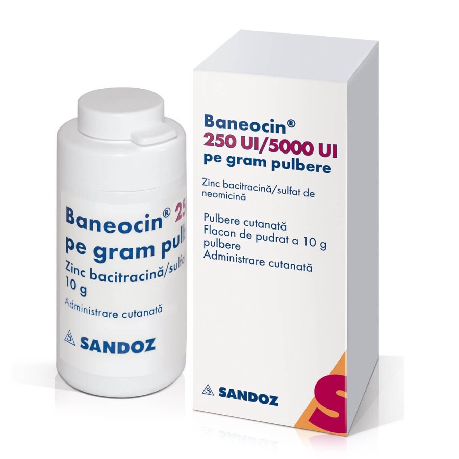 Baneocin pulbere, 250 UI/5000 UI pe gram, 10 g, Sandoz recenzii