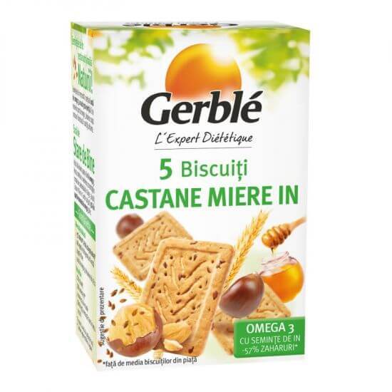 Biscuiti cu miere si faina de castane mini pack, 50g, Gerble