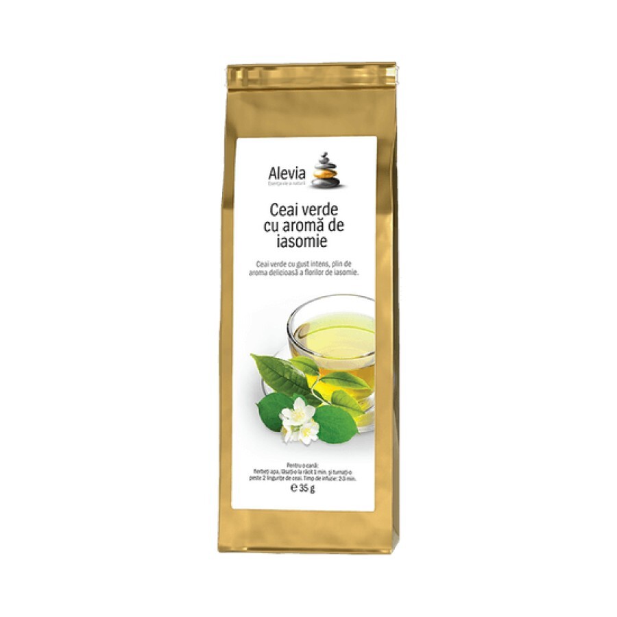 Ceai verde cu aromă de iasomie, 35 g, Alevia