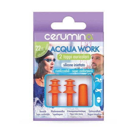 Cerumina AQUA WORK – dopuri pentru urechi din silicon injectat , 2 bucati, Pietrasanta Pharma
