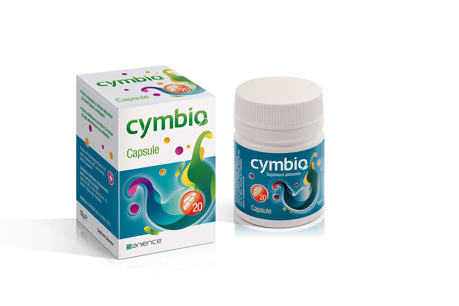 Complex simbiotic natural pentru tulburari digestive Cymbio, 20 capsule, Sanience