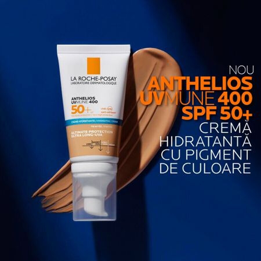  La Roche-Posay Anthelios crema hidratanta cu pigment de culoare pentru protectie solara SPF 50+ UVmune, 50 ml,