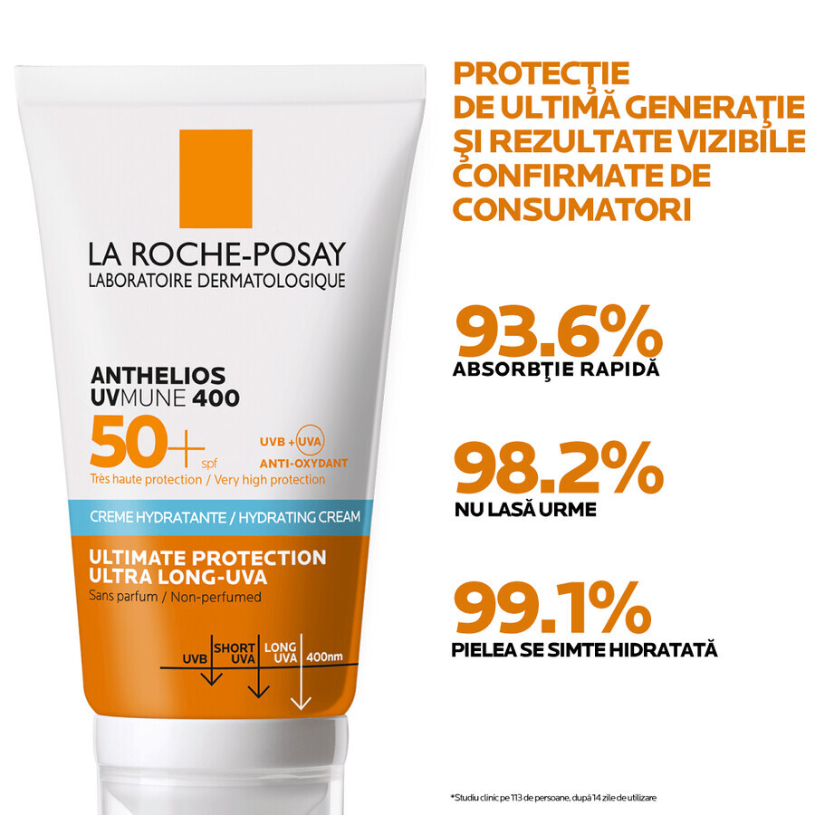 Cremă hidratantă fără parfum pentru protecție solară SPF 50+ Anthelios UVmune, 50 ml, La Roche-Posay